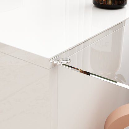 47.4" W Coffee Table with Storage, High Gloss Coffee Table with LED Lighting, Cocktail Table