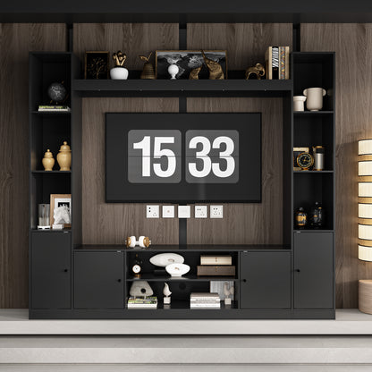 Coffee Table with Glass Top, Flip-Down Compartments, and Open Shelves