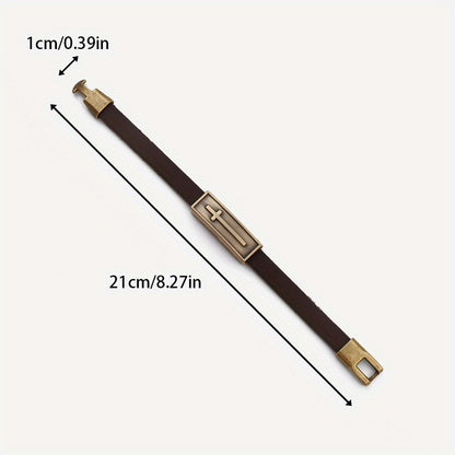 1pc Fashion Cross Faux Leather Bracelet Retro Punk Buckle Bracelet Punk Party Festival Gift Jewelry