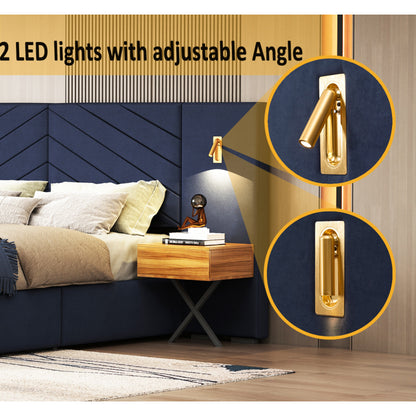 Queen Size Velvet Bed Frame/Vertical Channel Tufted Wingback Headboard/Upholstered Platform Bed/Strong Wooden Slats/No Box Spring Needed/Easy AssemblyRoyal blue