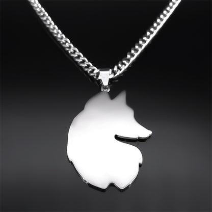 1pc Gothic Style Stainless Steel Fox Pendant Necklace for Men'S Hip-hop Animal Pendant Necklace