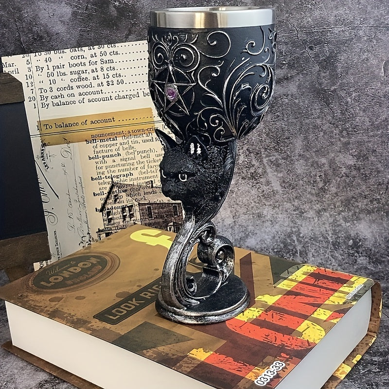 1 Pc Black Cat Goblet, Mythical Retro European Style Medieval Couple Red Wine Goblet