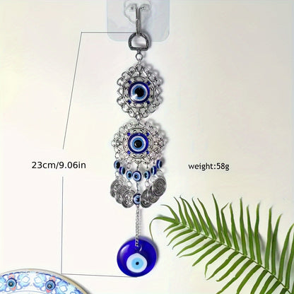 Blue Evil Eye Charm: 23cm/9.06in, 5cm/1.97in, No Feather, Plastic Material, No Power Required, Home Decor