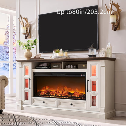 Farmhouse Fireplace TV Stand - 36" Electric for 80" TVs