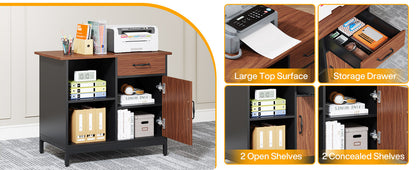 63-Inch Executive Desk - Large L-Shaped Desk with Drawer Cabinet & Storage Shelves - Corner Executive Office Desk - Business Furniture Set Workstation for Home Office - For Professionals & Entrepreneurs - Perfect for Home Off