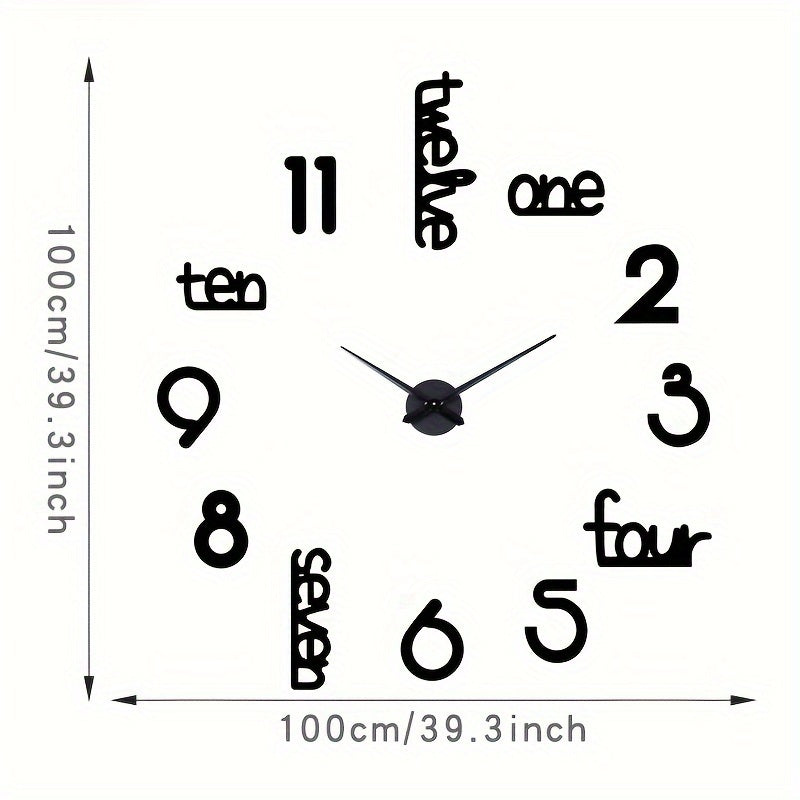 40 Inches Huge Frameless Big Wall Clock, Modern Home Decoration, Suitable For Living Room, Kitchen, Bedroom, Interior Decoration Giant Silent Wall Clock Kit, Suitable For Home Office Decoration