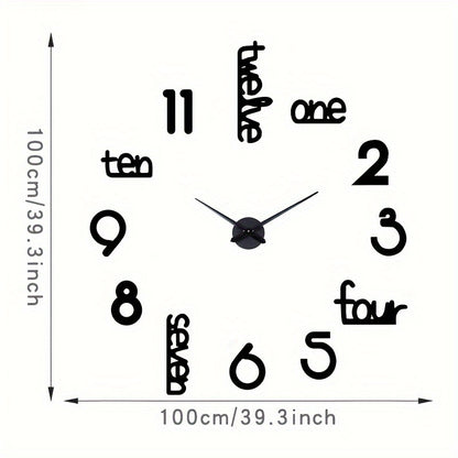 40 Inches Huge Frameless Big Wall Clock, Modern Home Decoration, Suitable For Living Room, Kitchen, Bedroom, Interior Decoration Giant Silent Wall Clock Kit, Suitable For Home Office Decoration