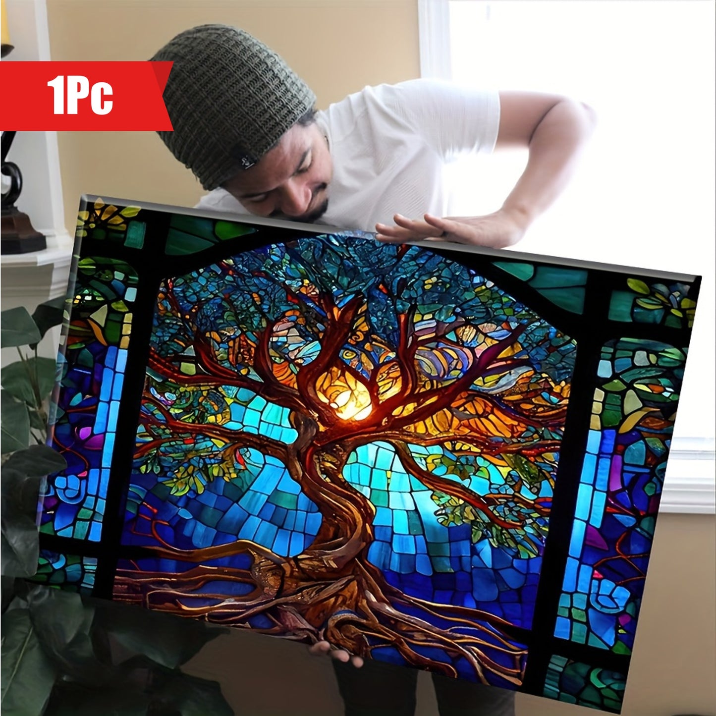 1pc Framed Painting Extra Large Tree Of Life Canvas Posters And Prints Wall Art Pictures With Frame For Living Room & Bedroom, Home Decoration, Festival Gift For Her/Him, Ready to Hang