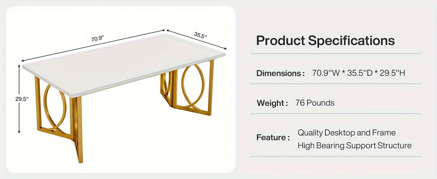 LITTLE TREE 70.9-inch Executive Table - Wood Computer Desk with Metal Frame - Spacious & Sturdy - For Home Office & Workspaces - Ideal Gift for Professionals