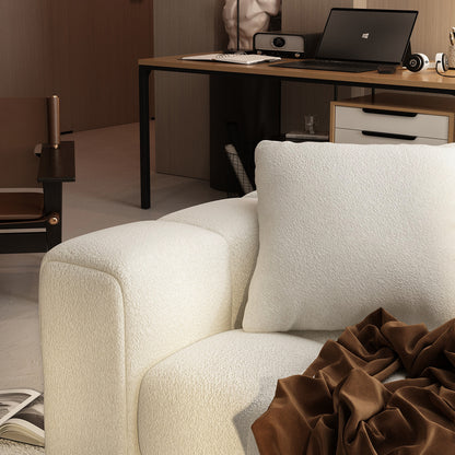 Modern 4-Seater Sofa - Elegant White Velvet Couch with Wooden Frame, Stylish and Simple Design - For Living Room, Bedroom & More - Suitable for Modern & Contemporary Homes - Perfect Gift for Housewarming