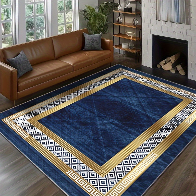 Lightweight Flat Woven Polyester Blend Area Rug – Versatile Rectangle Office, Bedroom, Living Room Rug with Machine Washable, Non-Slip Backing, Stain-Resistant Home Decor Carpet – Modern Bohemian Style Indoor Mat