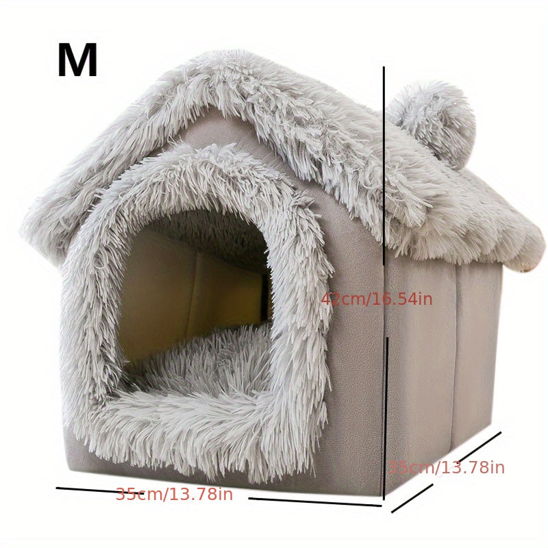 Memory Foam Dog House - Foldable Pet Bed with Cushion