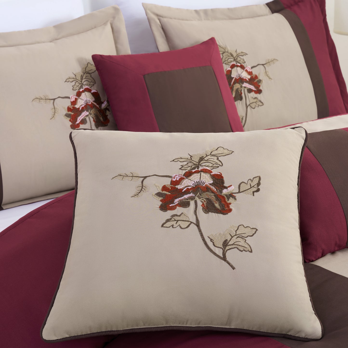 Vienna 7-Piece Embroidered Floral Comforter Set, California King/King/Queen/Full Sizes - Christmas Gift for Family and Friends