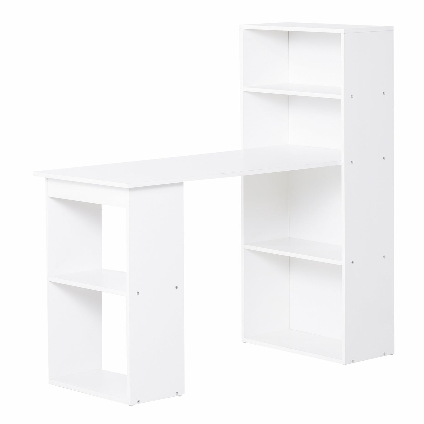 HOMCOM Modern Home Office Desk with 6-Tier Storage Shelves, 47" Writing Table with Bookshelf