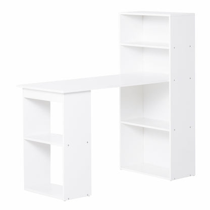 HOMCOM Modern Home Office Desk with 6-Tier Storage Shelves, 47" Writing Table with Bookshelf