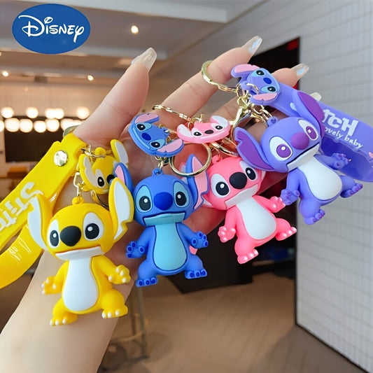 1pc Disney Lilo & Stitch Keychain, 3D Cartoon Character Charm, Ideal For Backpack, Car Keys Bag Charms, Birthday Party Favors