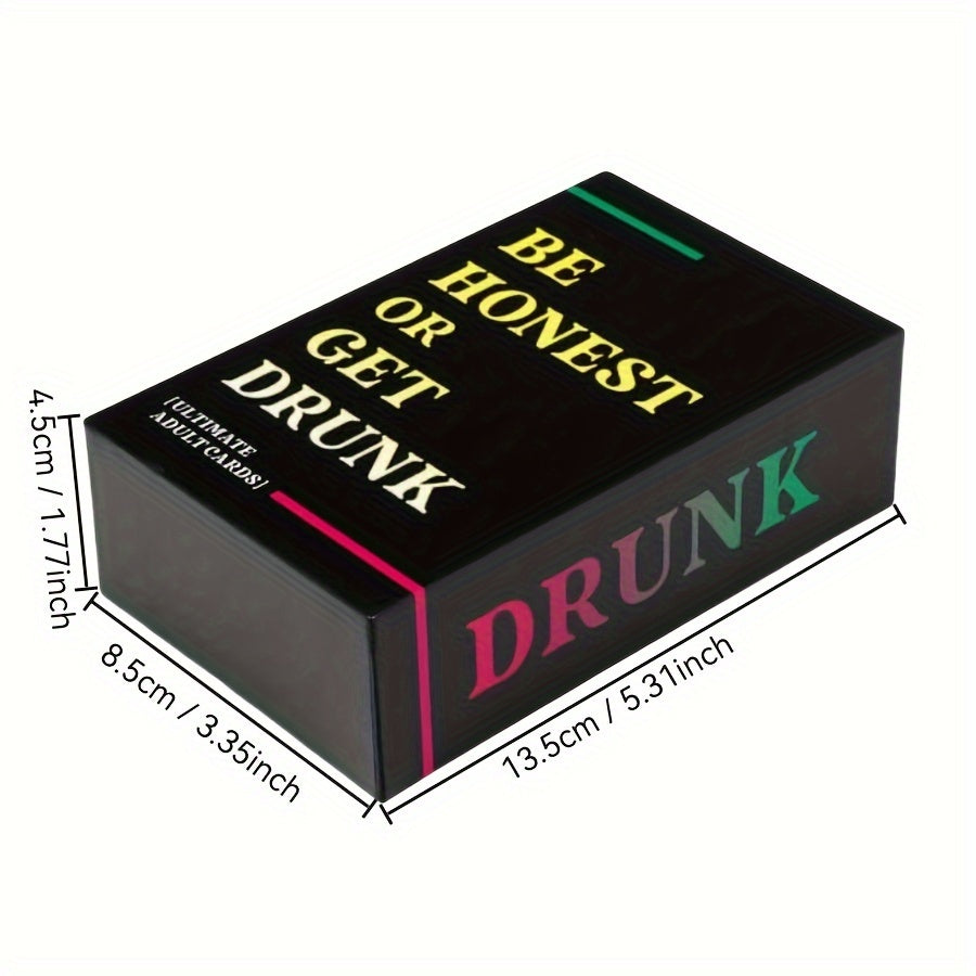 1 Deck Be Honest Or Get Drunk Game Cards - Card Stock Material, Fun Adult Drinking Game with Naughty Challenges and Dares, Perfect for Parties, Game Nights, and Weekends Away