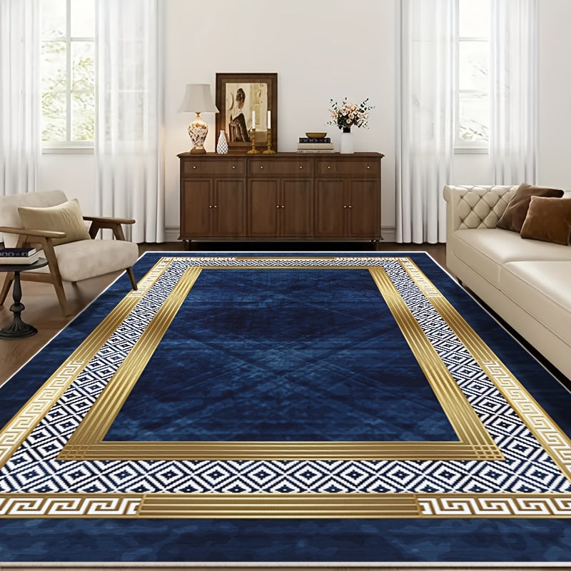 Lightweight Flat Woven Polyester Blend Area Rug – Versatile Rectangle Office, Bedroom, Living Room Rug with Machine Washable, Non-Slip Backing, Stain-Resistant Home Decor Carpet – Modern Bohemian Style Indoor Mat