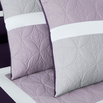 Bernard 7-Piece Patchwork Quilted Medallion Bed in a Bag Comforter Set with Sheets, California King/King/Queen/Full Size