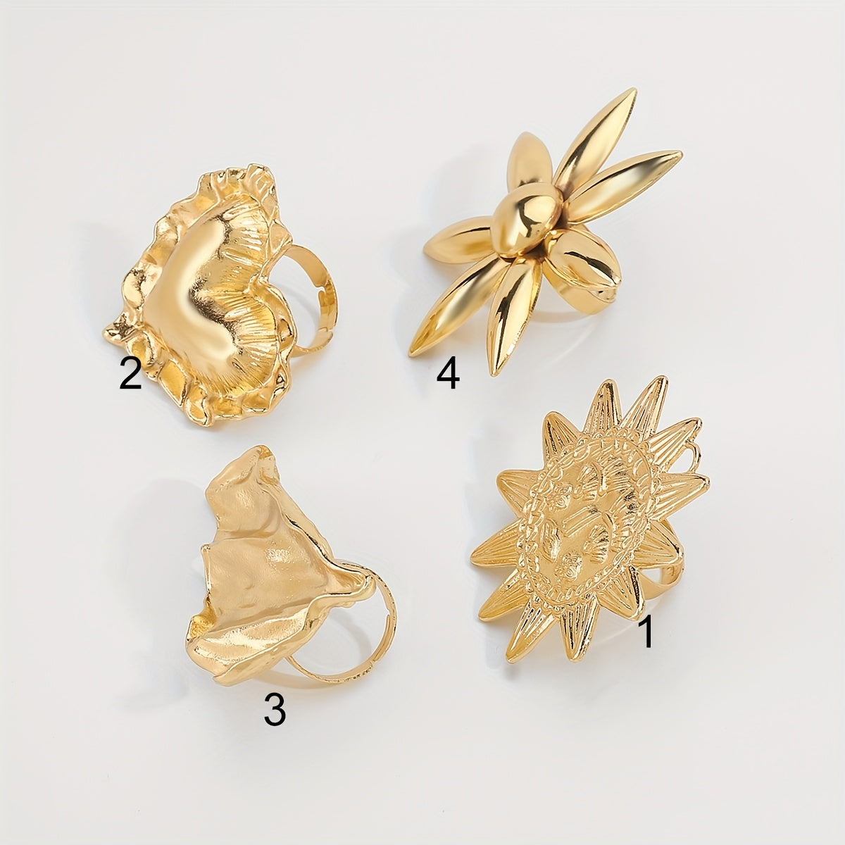 Exquisite Flower Sun Leaf Temperament Women's Ring