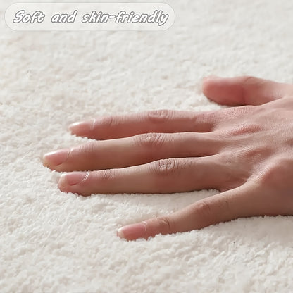 1pc, Dotted Plastic Bottom Cashmere Carpets, Fashionable Bedroom Thickened Rug, Non Slip Washable Balcony Floor Mat, Minimalist Line Home Decoration Carpet