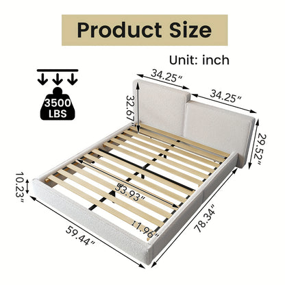 Queen & Full Size Bed Frame with Upholstered Headboard - Wood & Metal Slat Support, No Box Spring Needed, Easy Assembly, Quiet Mattress Foundation by Guyii Commercial, GUYII