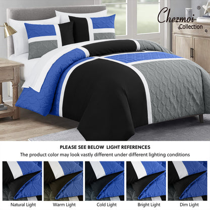 Bernard 7-Piece Patchwork Quilted Medallion Bed in a Bag Comforter Set with Sheets, California King/King/Queen/Full Size