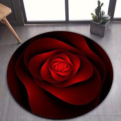 Red Rose Round Carpet - Crystal Velvet 800g/m² 59"