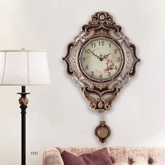 Pendulum Wall Clock by Aero Snail, Alloy Retro Victoria Style Wall Clock, Battery Operated Silent Wall Clock, Vintage Royal Wall Clock Watch for Home Decor Bedroom Living Room