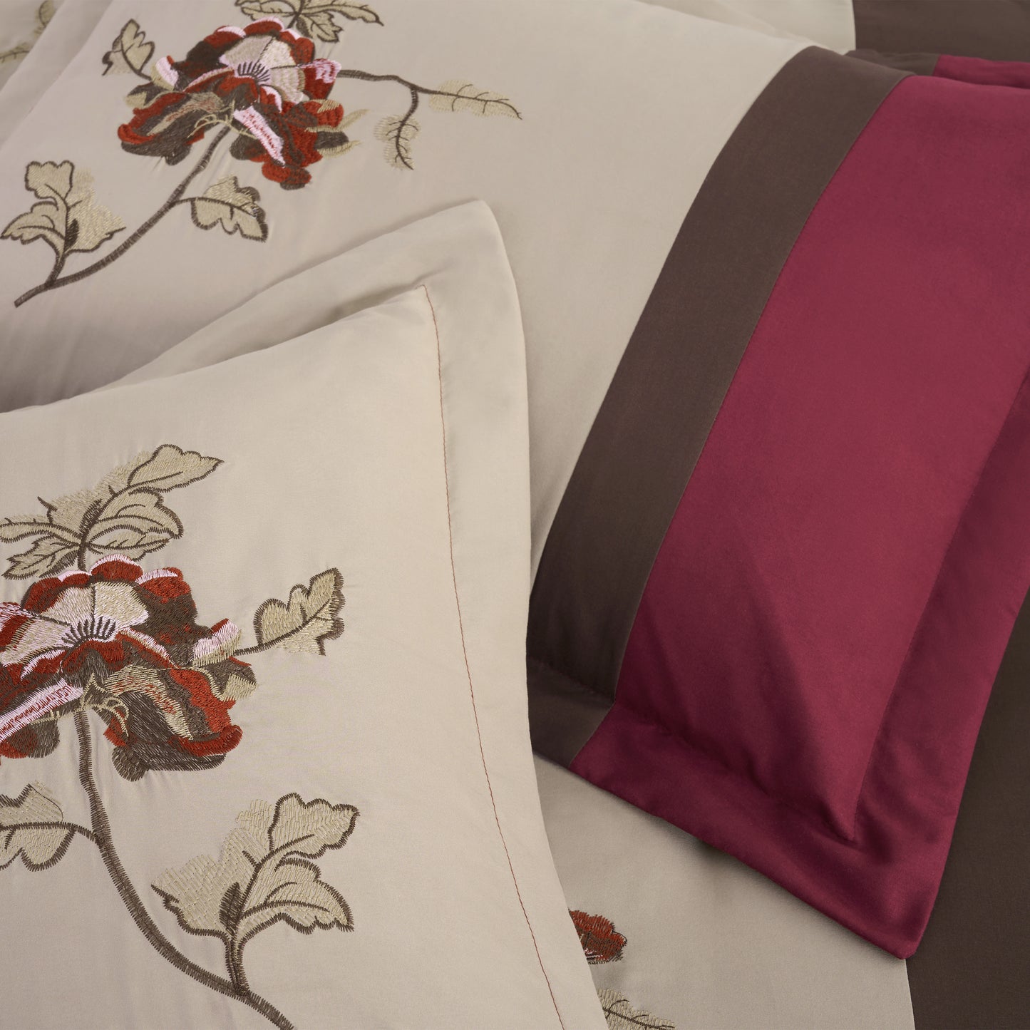 Vienna 7-Piece Embroidered Floral Comforter Set, California King/King/Queen/Full Sizes - Christmas Gift for Family and Friends