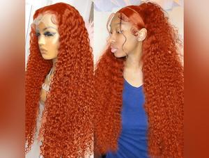 13x6 13x4 Orange Ginger Deep Wave Remy Lace Front Colored Curly Lace Frontal Human Hair Wigs For Women Human Hair Wig