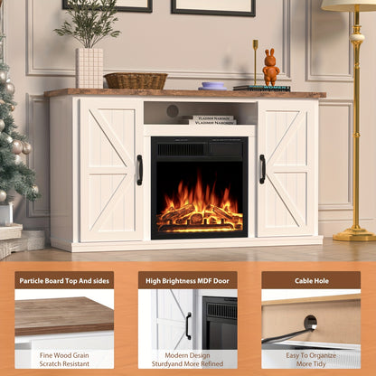 Fireplace TV Stand For 50 Inch TV, Modern Entertainment Center With 20" Electric Fireplace, TV Console With Open Shelves For Living Room And Bedroom, Walnut.