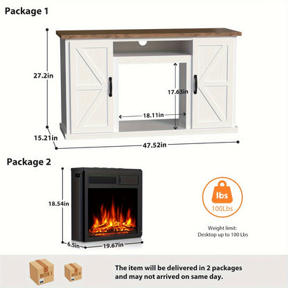Fireplace TV Stand For 50 Inch TV, Modern Entertainment Center With 20" Electric Fireplace, TV Console With Open Shelves For Living Room And Bedroom, Walnut.