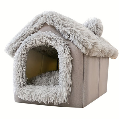 Memory Foam Dog House - Foldable Pet Bed with Cushion