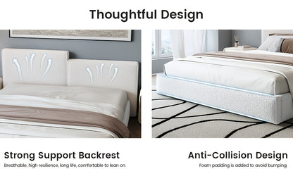 Queen & Full Size Bed Frame with Upholstered Headboard - Wood & Metal Slat Support, No Box Spring Needed, Easy Assembly, Quiet Mattress Foundation by Guyii Commercial, GUYII