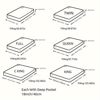 1pc Soft Mattress Topper For Back, 900GSM Extra Thick Mattress Pad 8-21" Deep Pocket Soft Down Alternative Fill Mattress Protector Pillow Top Mattress Cover