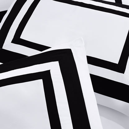 Caprice 7-Piece Modern Hotel Style Square Pattern Comforter Set with Decorative Pillows, Cal King/King/Queen/Full Size