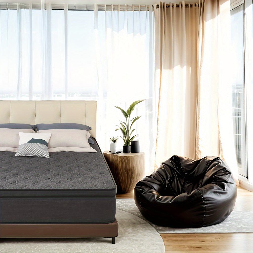mattress, 12 inches, box hybrid mattress with memory spring hybrid, individual pocket spring mattress for family rooms and hotels in black