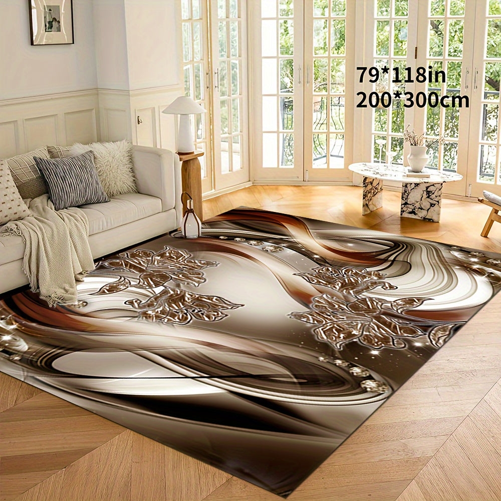 Noble Butterfly Printed Palace Royal Decorative Living Room Soft Carpet, Machine Washable Non-slip Carpet, Hotel Cafe Shop Carpet