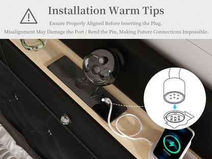 Queen Led Bed Frame With Galaxy Aurora Star Projector, Full Size Platform Bed With 2 Removable Storage Drawers, 52" Crystal Button Tufted Upholstered Headboard King Bed With Charging Station, Noise Free, No Box Spring Needed,