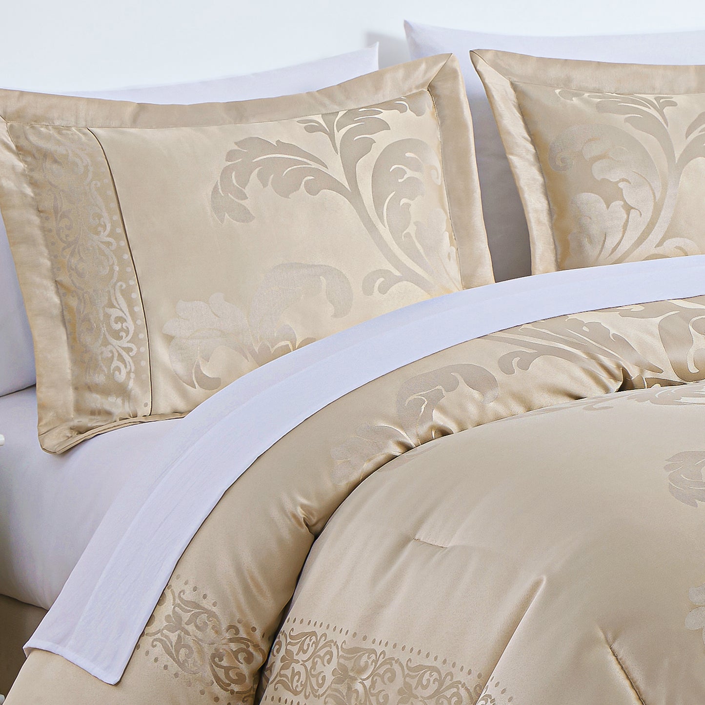 Valor 7-Piece Luxury Jacquard Floral Bed in a Bag Comforter Set