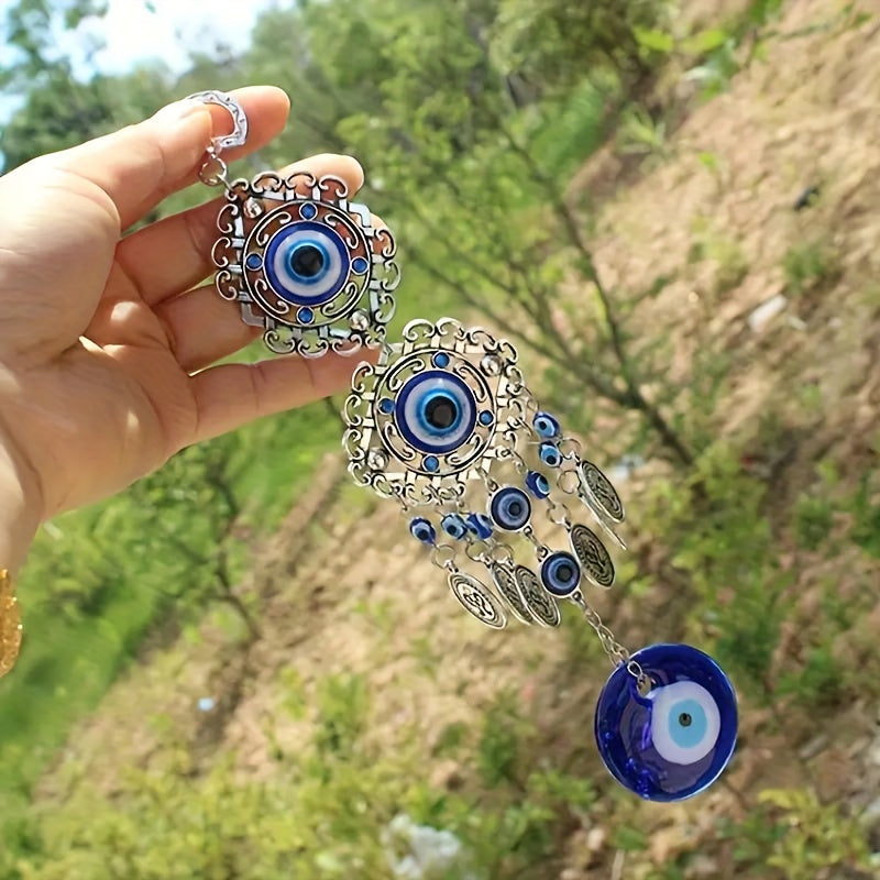 Blue Evil Eye Charm: 23cm/9.06in, 5cm/1.97in, No Feather, Plastic Material, No Power Required, Home Decor