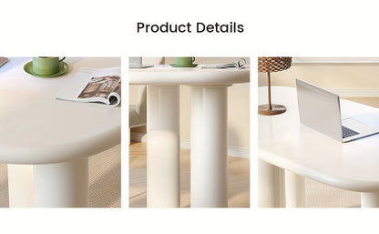 Large Office Desk, Wedge-Shaped Computer Office Desk, Modern Executive Desk, Creamy White Writing Study Desk For Study Room, Home Office, Easy Assembly, Guyii