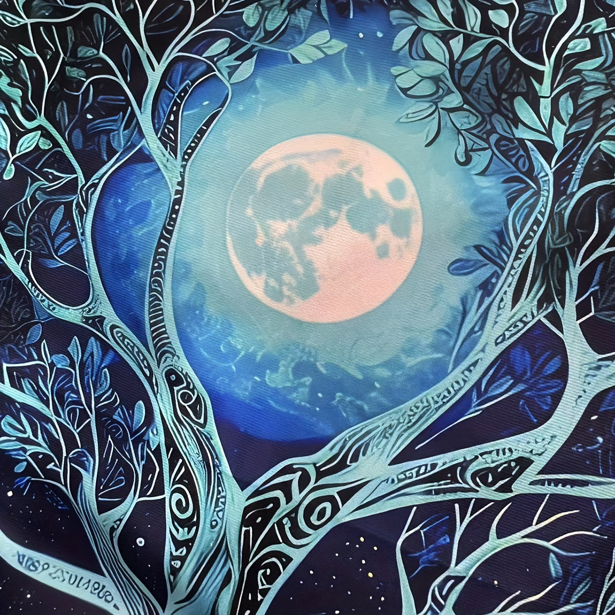 1pc Blue Tree Of Life Moon Starry Sky Tarot Cards Tablecloth Altar Cloth Green Life Tree Tarot Tablecloth For Spread Tarot Reading Cloth Witchcraft Oracle Cards Pads Game Mat Wall Decoration