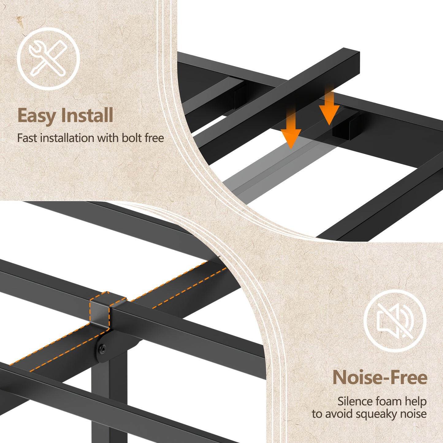 Queen Size Platform Bed Frame with RGB LED Lights, USB Charging Station & Storage Headboard, Modern Smart Bed with Under Bed Storage, Noise-Free, Easy Assembly