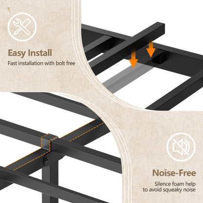 Queen Size Platform Bed Frame with RGB LED Lights, USB Charging Station & Storage Headboard, Modern Smart Bed with Under Bed Storage, Noise-Free, Easy Assembly