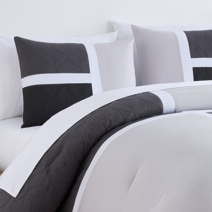 Bernard 7-Piece Patchwork Quilted Medallion Bed in a Bag Comforter Set with Sheets, California King/King/Queen/Full Size