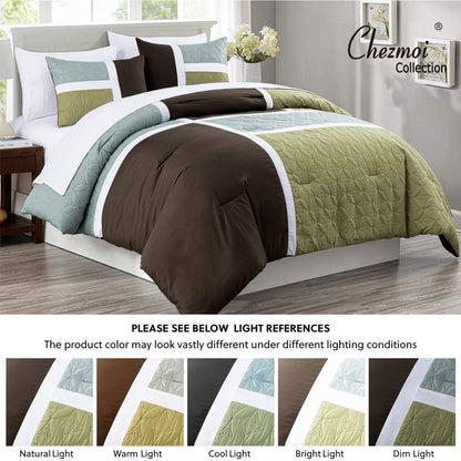 Bernard 7-Piece Patchwork Quilted Medallion Bed in a Bag Comforter Set with Sheets, California King/King/Queen/Full Size