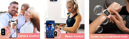 Smart Watch (Answer/Make Calls) - DUEDE 1.65" Touch Screen For Women, 1ATM, 100+ Sport Modes, Fitness Activity Tracker, Female Health Record Pedometer, For Android & IOS, 2024, Pink