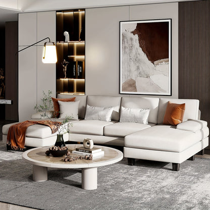 1pc Modern U-shaped Sectional Sofa, Chenille Fabric Modular Couch, 4-Seater Oversized Sofa With Chaise For Living Room, Classic Style, Multiple Materials, 110.2"x 50"x 28.3" Dimensions